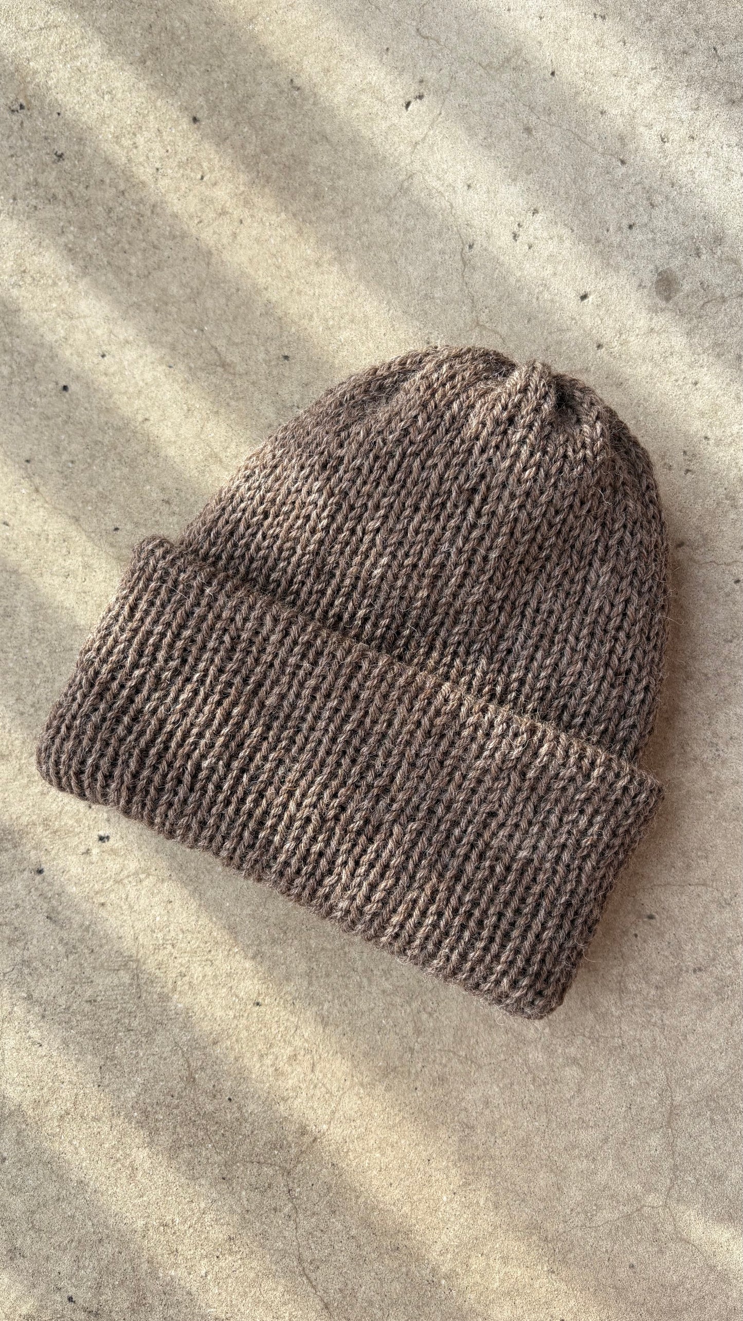 Classic Cuffed Woolly Hat - Undyed Yarn - Moorland Brown