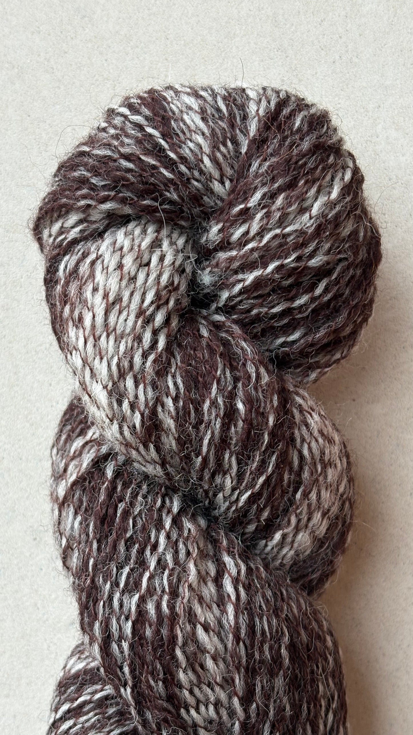 Oslo Hat - Moorit Jacob Wool - Undyed Hand-spun Yarn from Smallholdings - Deep Moorit Heather