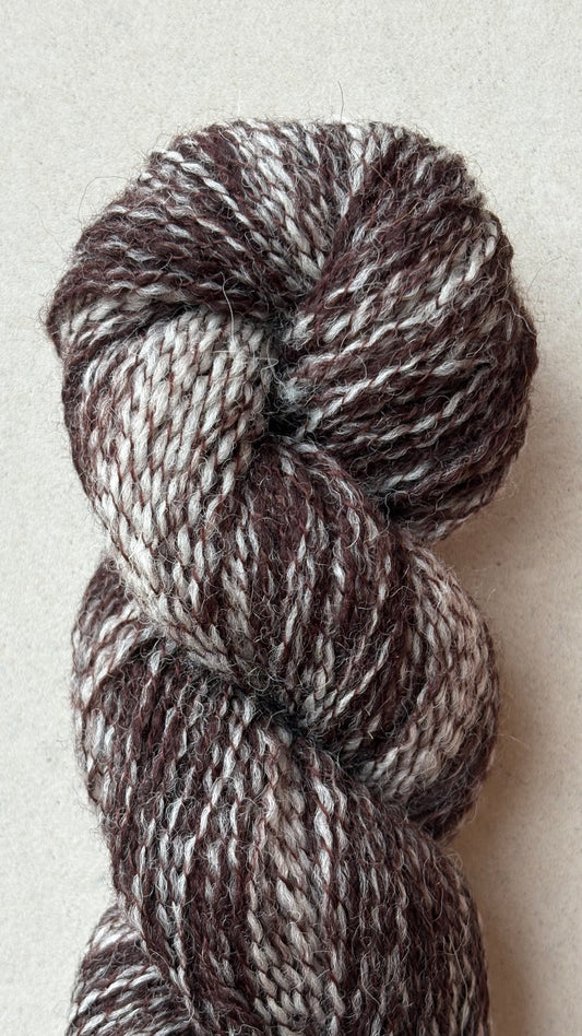 Oslo Hat - Moorit Jacob Wool - Undyed Hand-spun Yarn from Smallholdings - Deep Moorit Heather