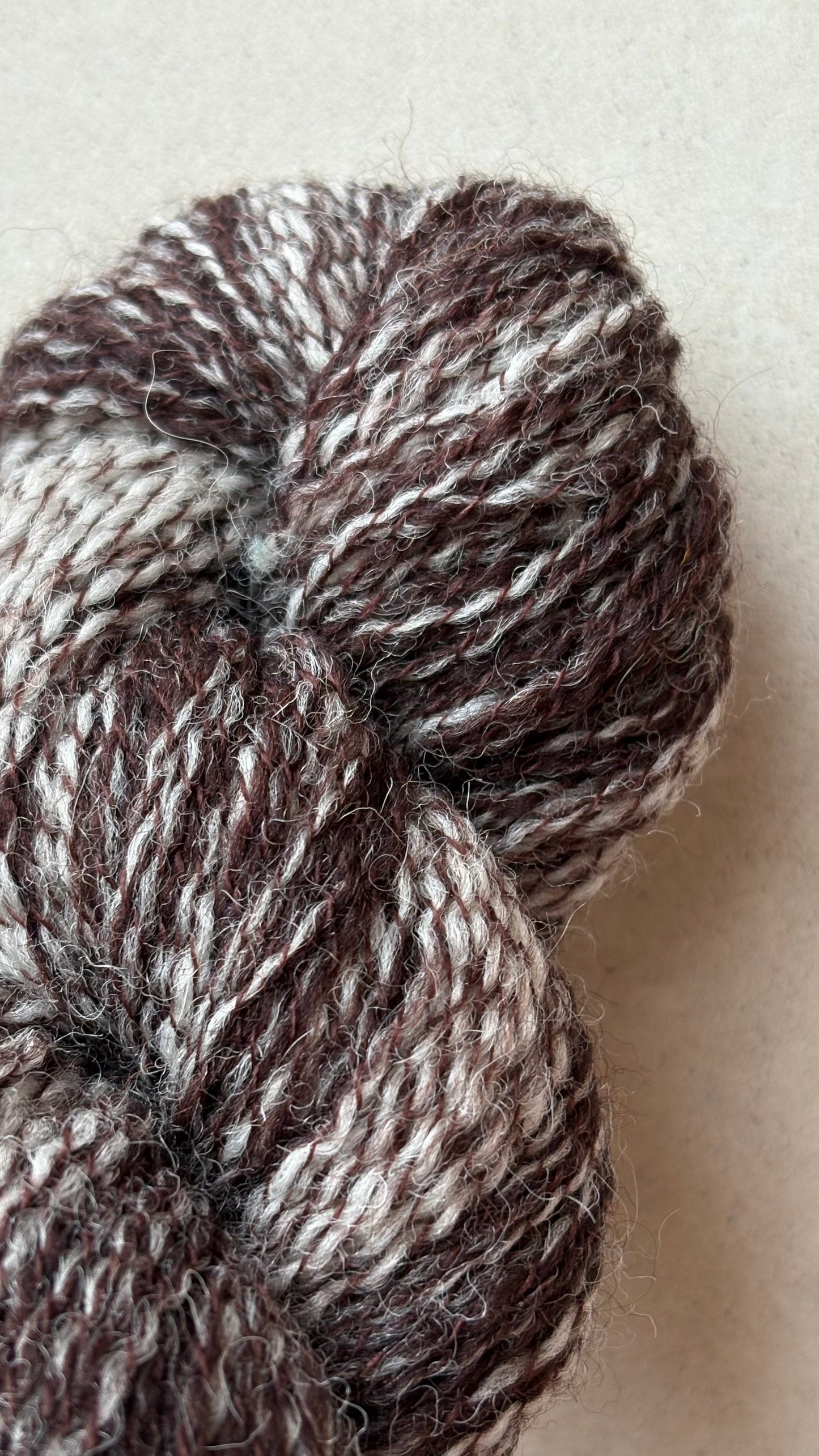 Oslo Hat - Moorit Jacob Wool - Undyed Hand-spun Yarn from Smallholdings - Deep Moorit Heather