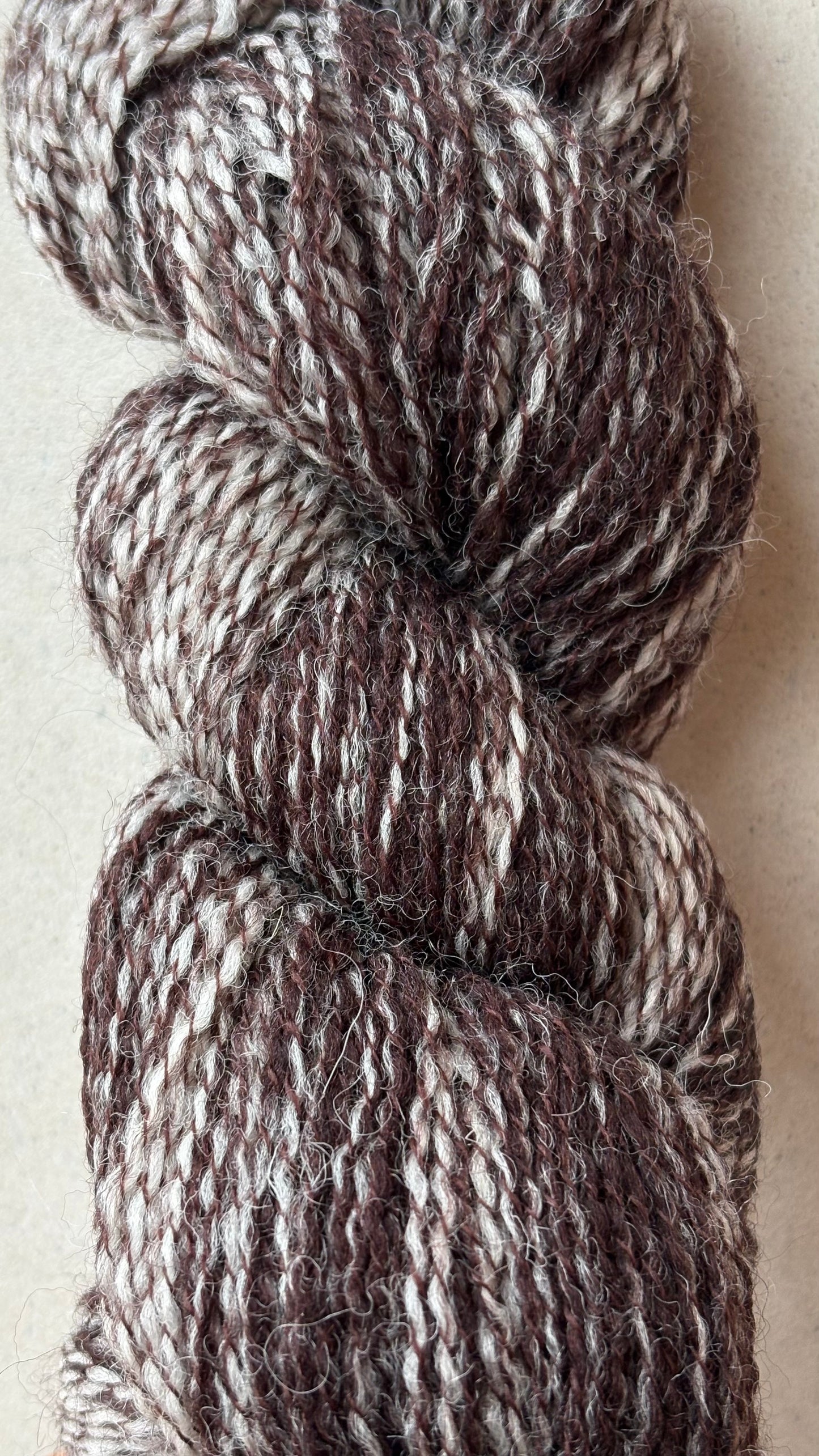 Oslo Hat - Moorit Jacob Wool - Undyed Hand-spun Yarn from Smallholdings - Deep Moorit Heather